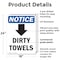 Signmission Dirty Towels (Down Arrow), 18 in W x Rectangle, Plastic OS-2PACK-NS-P-1824-V-11039 - alternate 7